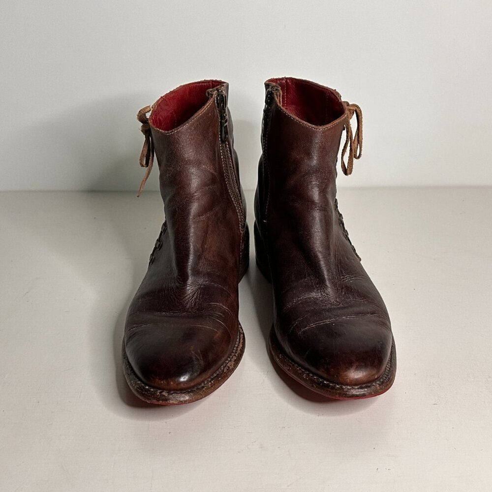 Bed Stu Cobbler Distressed Leather side zip Ankle Boots Women Size 8 - Picture 4 of 9